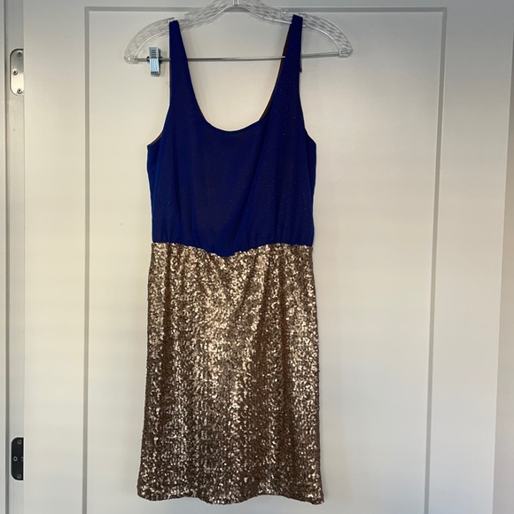 Beautiful Navy and Gold Sequin Mini Dress - Picture 1 of 6